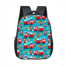 Cartoon Police Car Fire Engine Excavator Print Backpack Children Truck Kindergarten Bags Toddler Diaper Book Bag Schoolbags