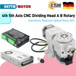 【EU Stock】CNC Router Machine A Rotary Indexer Table 4th & 5th Rotational Axis & 2-Phase Stepper Motor, Harmonic Gearbox