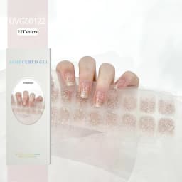 16/20/22Tips Semi-Cured Gel Nail Patch Adhesive Sliders Long Lasting Full Gel Nail Stickers DIY Manicure Harden In UV Lamp Need