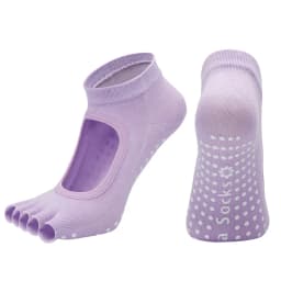 Women Backless Five Toe Yoga Socks Non-Slip Cotton Ladies Dance Ballet Socks Open Half Breathable Fitness Sport Sock for Pilates
