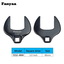 Fanyaa Open End Interchangeable Torque Head, Individual Crowfoot Wrench, Square Drive 1/2", Full Polish 36-48mm Made In Taiwan