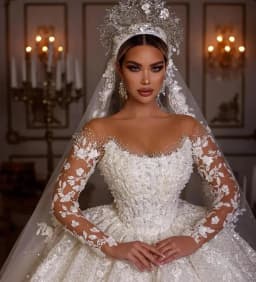 Customized Luxury Lace Wedding Dresses Long Sleeves Sequins Beads Sheer Neck Appliques Glitter Tulle Bride Gowns Vestido De Noiv