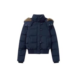 Korean Style Short Thickened Cotton Jacket Women's Winter Coat Fur Collar Hooded Sweet Style Loose Fit Polyester Fabric