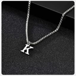 Vnox Simple A-Z Letter Necklace for Men, Waterproof Stainless Steel 26 Letters Pendant Necklace,Men’s Minimal Initial Necklace