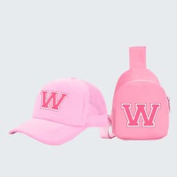 2pcs children's 26-letter printed truck driver hat and chest bag set, lightweight all-in-one visor, suitable for girls' daily