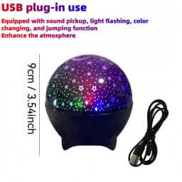 Starry Sky Moon Projector Light RGB 7 Modes Auto Change Color LED Night Light 5V USB Plug Kids Room Ambient Decor Birthday Gift