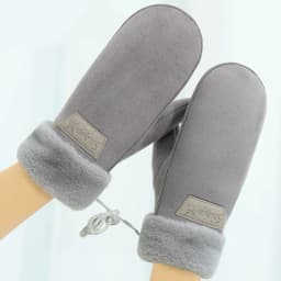 Suede Mittens Women Winter Keep Warm Thickened Hanging Rope Gloves Cute Lovely Sweety Windproof Outdoor Drive Cycling