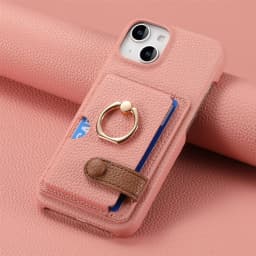 Leather Ring Support Phone Case for IPhone 17 Air 16E 18 16 15 14 13 12 11 Pro Max Plus Wallet with Card Holder Shockproof Cover