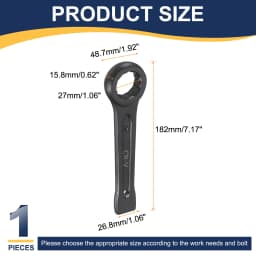 Uxcell Box End Striking Ring Wrench 17mm-48mm Metric CR-V Steel 12-Point Flat Strike Wrench Baking Paint Single Head Spanner