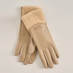 Women Winter PU Suede Keep Warm Touch Screen Gloves Fashion Splicing Drive Riding Light Not Bloated Elegant Temperament