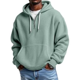 2027 Spring Autumn Men's Hooded Hoodie Solid Japan Style Vintage Sweatshirts Male Loose Streetwear Half Zipper Hooded Hoodies