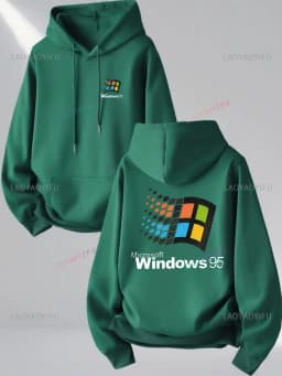 Windows 95 Graphic Vintage for Tech Enthusiasts Casual Streetwear Outfit Print Soft Material Pullover Pattern Hoodie Unisex Top