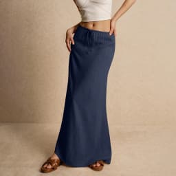 Women's Basic Versatile Drawstring Low Waist A Line Casual Skirts Sexy Tight Solid Color Bodycon Long Maxi Skirts