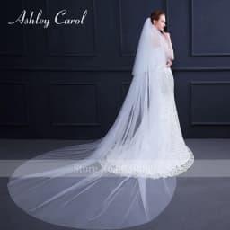 Ashley Carol Customized Wedding Veils With Comb Lace custom made length Cathedral Wedding Veil Wedding Accessories