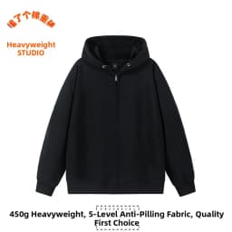 Pure Cotton Fleece Lined Hoodie Jacket Deep Blue Zipper Closure Sweatshirt Outerwear for Men And Women Autumn Winter Casual Wear
