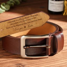 Personalized Belt Gifts for Father's Day Him Custom Text Engraved Genuine Leather Belts【Confirm Text Via Chat Before Ordering】
