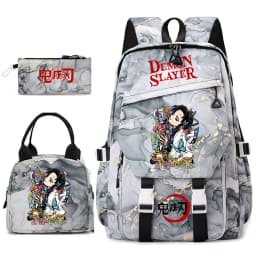Demon Slayer Anime Backpack Set for Girls Demon Slayer 3Pcs School Bag Lunch Kit Pouch