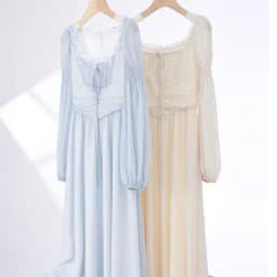 Elegant Square Collar Chiffo Dresses 2026 New Long Sleeve Dress for Women Y2k Early Autumn Slim Waist Vestidos De Mujer