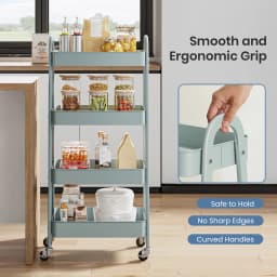 MCQ 4 Tiers Mobile Metal Frame Kitchen Cart Rolling Storage Shelf with Lockable Caster Wheels Organization Utility Cart for Livingroom Kitchen Narrow Places 