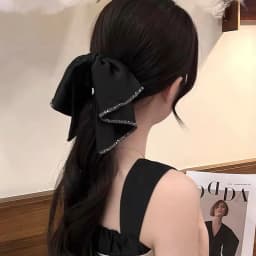 Elegant Versatile Chiffon Floral Print Bow Ponytail Clip Headwear For Women Girls Sweet Bow Ribbon Hair Clip Hair Accessories