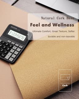 Double-Sided Desk Pad, Leather Desk Mat, Eco Cork Desk Pad Protector,Large Mouse Pad,Waterproof Desk Blotter for Office/Home