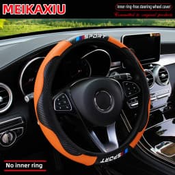 Carbon Fiber Leather Sport Car Rimless Steering Wheel Cover Is Suitable for 14.5 - 15-Inch Steering Wheels as Decoration Items