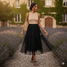 Boho Queens Women Polka Dot High Waist Pleated Ball Gown Maxi Skirt Fashion Mesh Loose Puffy Umbrella Fairy Cake Skirts