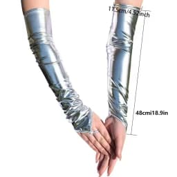 Women Multiple Colors Lacquer Leather Hook Finger Long Gloves Cosplay Nightclub Pole Dance Stage Performance Sexy Mittens