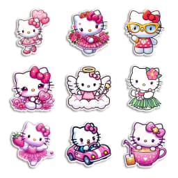 Hello Cat 10pcs/lot San Resin Planar Transparent Glitter Acrylic Flatback for Charms DIY Bow Craft Supplies Phone Case Decor
