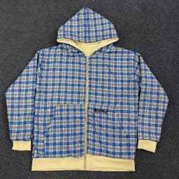 Spring and Autumn New American Trendy Brand Double Sided Stand Up Hoodie, Cardigan, Casual Workwear, Plaid Jacket