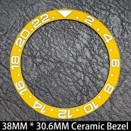 Sloping 38mm * 30.6mm Ceramic/Aluminum Blue Luminous Bezel GMT and Diving Watch Insert Fit for 40mm Watch Case Replacement Watch