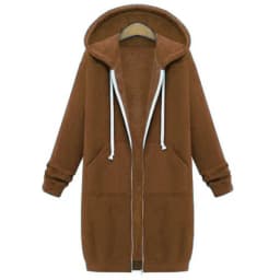 Long Zip Hooded Sweat Jacket For Women Drawstring Long Sleeve Outerwear With Side Pockets For Cold Season Daily Matching