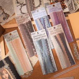 40 pcs Lace Stickers Cute Aesthetics Decor Collage Junk Journal Scrapbooking Supplies Self Adhesive Creative Stationery Sticker