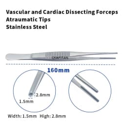 Stainless steel Vascula and Cardiac Dissecting ForcepsAtraumatic tips Tissue tweezers Microsurgical instruments