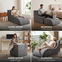 Multi Mode Foldable Ergonomic Recliner Chaise Lounge Sofa, Dense Foam Support Convertible Ottoman Footrest for Indoor Relaxation