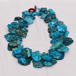 G-G 22'' 2 Rows Mix Color Blue Sea Sediment Imperial Jasper Crystal Necklace Handmade For Women
