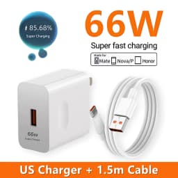 6A 66W Super Fast Charger For Huawei P50 P60 Mate 40 50 60 Nova 11i 12s 13 Pro HONOR 200 300 X8c Type C USB Quick Charging Cable