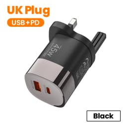 PD45W USB Type C Phone Fast Charger QC3.0 Super Fast Charging EU/UK/US Plug Adapter For IPhone15/16/17 Samsung Huawei Xiaomi