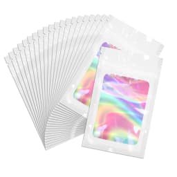 20pcs Zip Lock Bag Laser Plastic Jewelry Storage Bag DIY Earrings Necklace Bracelets Beads Gift Organizer Retail Packaging Pouch