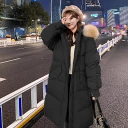 2026 Winter Thickened down Cotton Jacket Women's Loose Korean Style Bread Coat Warm Long Sleeve Zipper Closure Hooded Coat