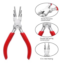 PandaHall 6-in-1 Bail Making Pliers, 45# Carbon Steel 6-Step Multi-Size Wire Looping Forming Pliers, for Loops and Jump Rings