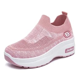 Women's Platform Sneaker 2026 Spring Breathable Mesh Slip-On Casual Workout Shoes Cushioned Sole Athletic Inspired Heels Comfort