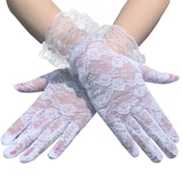 New Lace Full Finger Party Short Gloves For Women Girls Kids Black Solid Knitted Mittens Outdoor Dance Dress Up Bride's Gloves