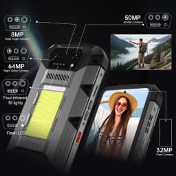 Unihertz 8849 Hike Smartphone Android 14 With 200 Meter Flashlight LED 23800mAh 24GB 512GB Dual Speaker Helio G200 IP68/IP69K 4G