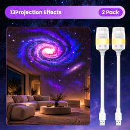 2‑in‑1 Star Sky Projector Lamp Adjustable Focus & 360° Projection Angle Colorful Night Light, Replaceable Films for Bedroom Living Room Festive Party Decor Gift