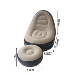2Pcs Lazy Sofa Inflatable Chair Folding Recliner (Sofa + Footrest) Outdoor Sofa Bed with Footrest Indoor and Outdoor Portable Fo