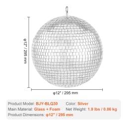 SucceBuy Mirror Disco Ball Mirror Ball with Hanging Ring Lightning Disco Ball Party Decorations Ideal for DJ Club Stage Wedding
