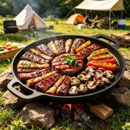 Pre-Seasoned Cast Iron Skillet Pizza Pan, Heavy Duty Round Cast Iron Griddle for Frying, Searing, Baking & Grilling, Versatile Cookware for Stovetop, Oven, Indoor Kitchen, Camping & Outdoor Cooking