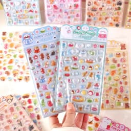 6-Style Japanese 3D Cute Stickers - Crystal Embossed Design for Phone Case, Journal, Dairy Photo, DIY & Creative Collag Material