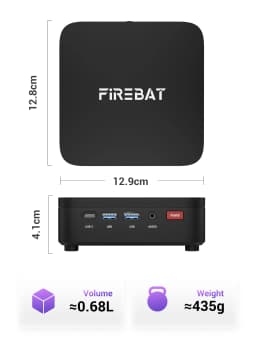 FIREBAT R3 MINI PC AMD Ryzen 5 7430U 6C/12T MAX 4.3GHz 16GB LPDDR4 RAM 512GB SSD WIFI6 BT5.2 Windows 11 Desktop Computer